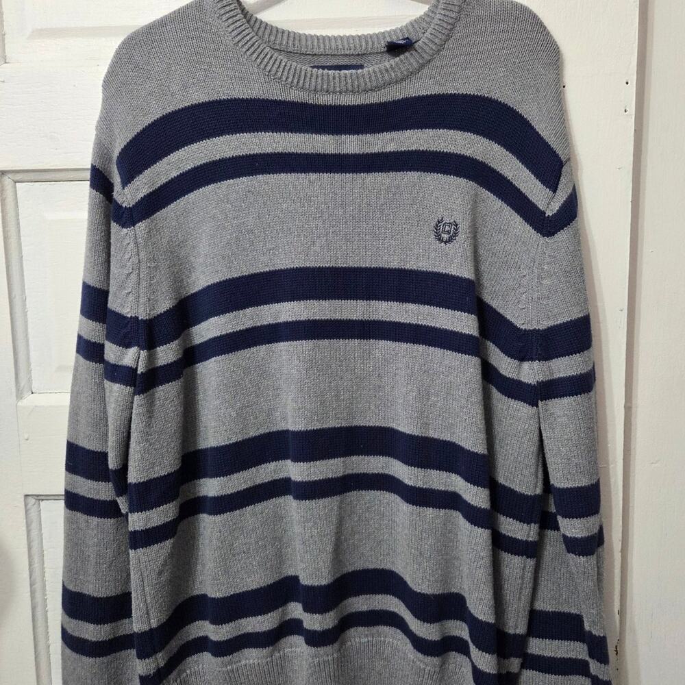 Chaps grey and navy blue Sweater mens size XL